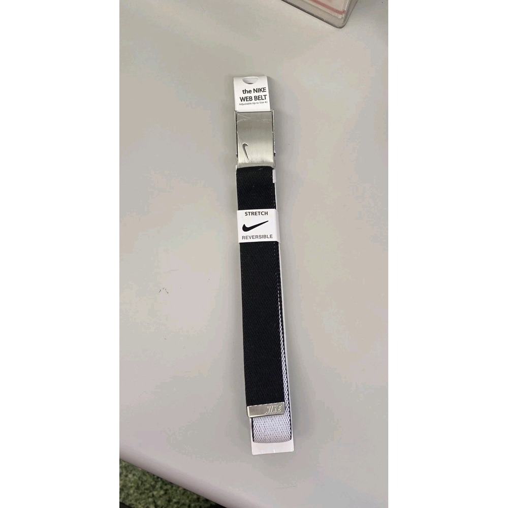 Nike Golf Men's Web Stretch Flex Reversible Belt Black & White Adj to Size 42